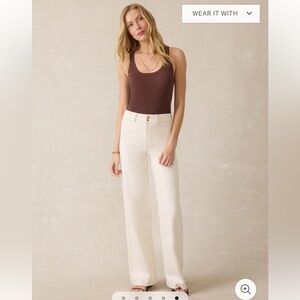 Faherty Stretch Terry Harbor Pant - Egret Wide Leg Pants 26